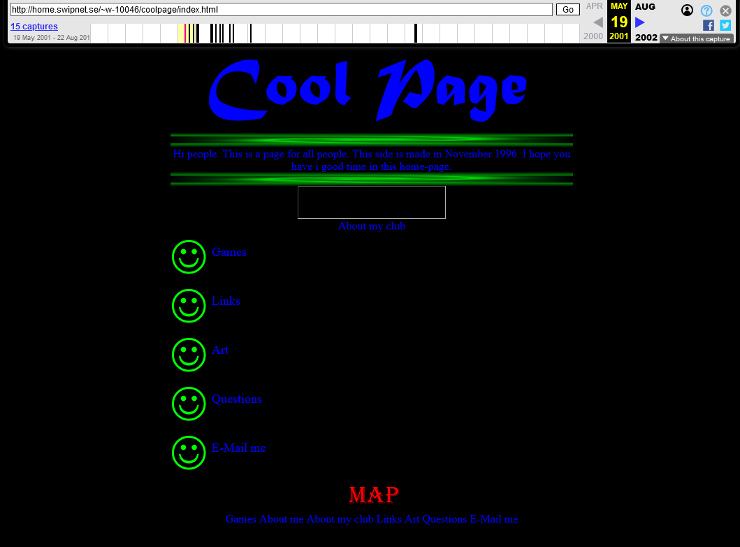 screenshot of My Very First Published Website Back in 1996 When I Was 12