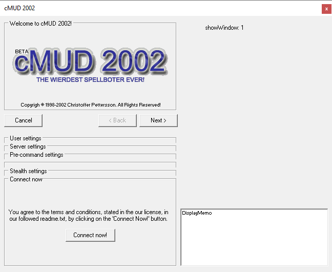 screenshot of cMUD Desktop Network Client